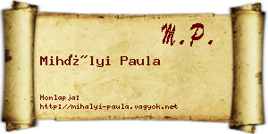 Mihályi Paula névjegykártya